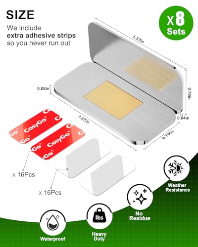 8Sets Extra Strong Magnetic Cabinet Door Catch, No-Drill Invisible Ultra Thin Cabinet Magnets for Closure, Drawer Magnets with Strong Adhesive to Stay Closed - size: 8 Sets - Silver