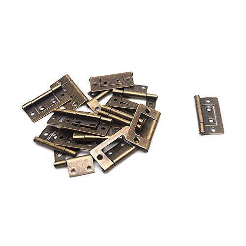 20Pcs Antique Flush Hinges Bifold Non-Mortise Iron Hardware for Woodboxes Wood Chest Suitcase Show Cases (1.5x0.8in Bronze)