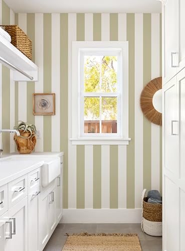 Erfoni 17.7"x118" Brown and White Wallpaper Stripe Peel and Stick Wallpaper - color: Brown and White, size: 17.7" x 118"