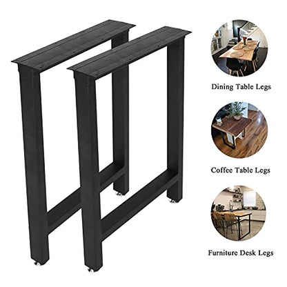 TIEOU Metal Black Table Legs Heavy Duty Desk Legs 28” Height 18” Wide Industrial Table Legs,Dining Table Legs,Modern Table Legs,Console Table Legs - color: H-shape, size: H28"xW18"