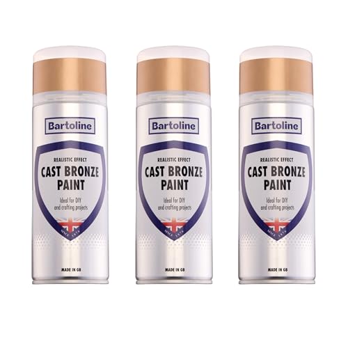 Bartoline Cast Bronze Spray Paint, 13.5 oz [3 Pack] - Gloss Finish Metallic Paint Realistic Cast Bronze Effect, UV & Weather Resistant - 400 ml - size: 13.5 Ounce (Pack of 3)