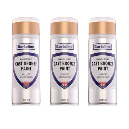 Bartoline Cast Bronze Spray Paint, 13.5 oz [3 Pack] - Gloss Finish Metallic Paint Realistic Cast Bronze Effect, UV & Weather Resistant - 400 ml - size: 13.5 Ounce (Pack of 3)