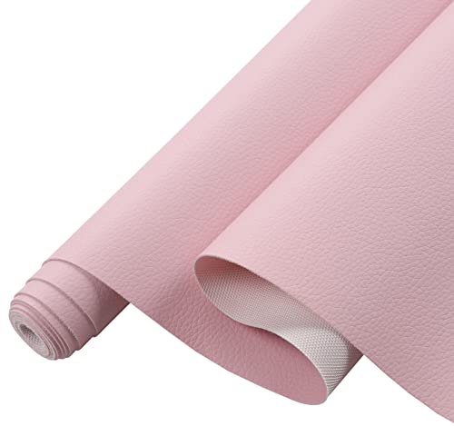 Picheng Lychee Texture Solid Color Faux Leather Sheets13.8 X53(35cmX135cm),Soft Faux Leather Roll Very Suitable for Making Crafts,Leather Earrings, Bows,Sewing DIY Projects (Pink) - color: Pink