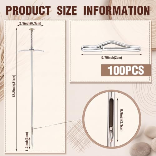 Otoolling 1 Pcs Button Tufting Needle with 100 Tufting Clasp for Upholstery