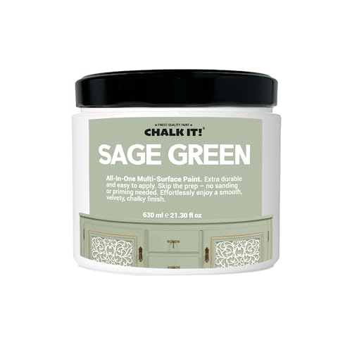 CHALK IT! All-in-One Multi-Surface Chalk Paint for Furniture & Cabinets - No Sanding, No Primer, Built-In Top Coat Water-Based, Low-Odor, Fast-Drying, Matte Finish (Sage Green) - color: Sage Green