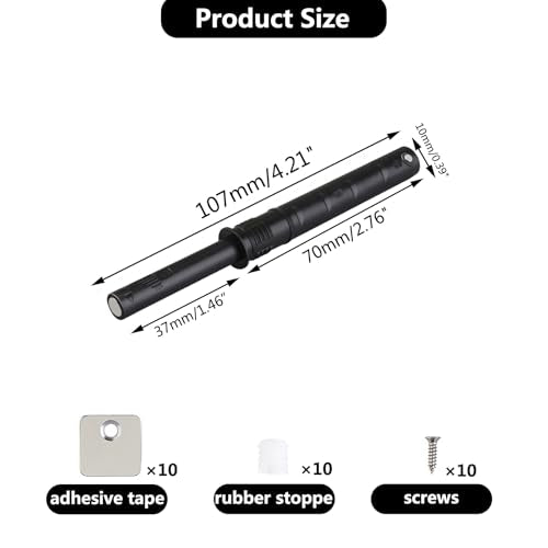 10 Pcs Magnetic Push Latches for Cabinet Push to Open Door Latch Soft Quiet Close Closers Push to Open Cabinet Door Latch for Closure Cabinet Drawer Wardrobe Kitchen Door (Large) - size: Large