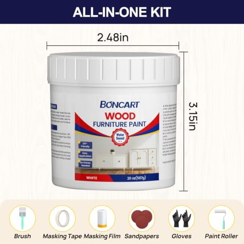 Boncart Wood Furniture Paint Kit - color: White, size: 20 Fl Oz (Pack of 1)
