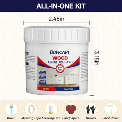 Boncart Wood Furniture Paint Kit - color: White, size: 20 Fl Oz (Pack of 1)