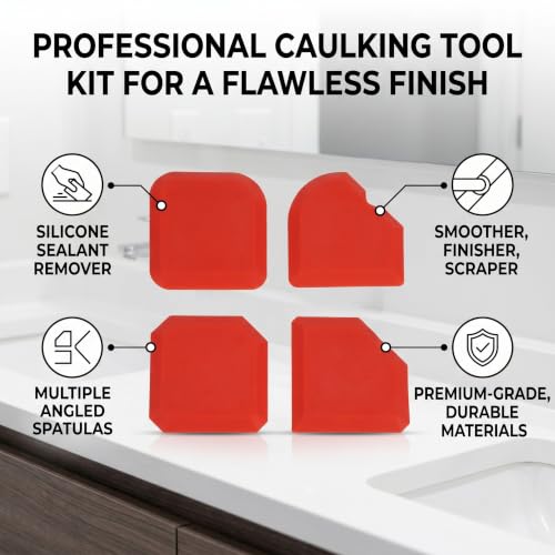 Silicone Caulking Tool Kit, 4Pcs Caulk Remover Smoother Finisher Scraper Cleaner Grout Removal Tool for Kitchen Bathroom Floor Window Sealant Sealing