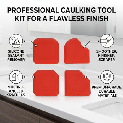 Silicone Caulking Tool Kit, 4Pcs Caulk Remover Smoother Finisher Scraper Cleaner Grout Removal Tool for Kitchen Bathroom Floor Window Sealant Sealing