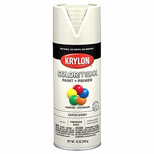 Krylon K05567007 COLORmaxx Spray Paint and Primer for Indoor/Outdoor Use, Satin Ivory 12 Ounce (Pack of 1) - color: Ivory, size: 12 Ounce (Pack of 1), style: Satin