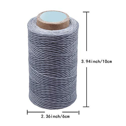 284Yards Waxed Thread for Leather, 0.8mm Waxed Linen Thread, Wax String - color: Light Gray
