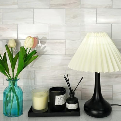 Vamos Tile 100-Piece Glossy Wooden Marble Grain Peel and Stick Backsplash Tile,3''x6'' PVC Subway Tile with White Grout, Stick on Backsplash for Kitchen/Bathroom/Fireplace - color: Wooden Marble Grain
