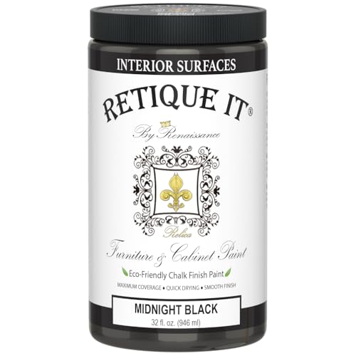 Retique It Chalk Furniture Paint, 32 Fl Oz (Pack of 1), 08 Midnight Black - color: 08 Midnight Black, size: 32 Fl Oz (Pack of 1)