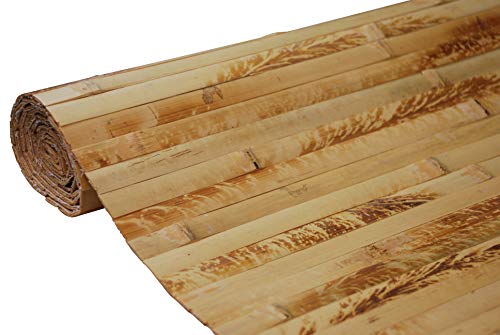 amaZulu Natural Bamboo Wall Panels 4x8 — Mottled Tambor Cladding, Varied Natural Tones, Flexible Accent Wall, Bar Front, Wainscoting & Ceiling Tile, Mesh-Backed, 32 sq ft - color: Mottled