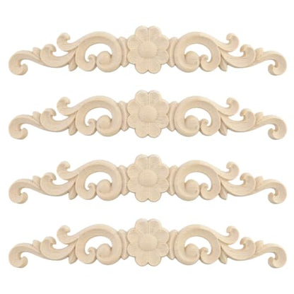 Wood Carved Onlays Appliques (Style4,4 pcs) - style: Style4,4 pcs
