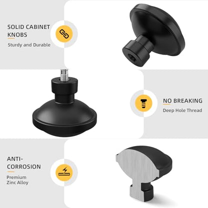 Goldenwarm Black Cabinet Knobs, Round Drawer Handles 1-1/4 Inch 10 Pack | Rustproof Single Hole Cabinet Hardware, Solid Zinc Alloy, Screws Included for Cupboard Closet Furniture Upgrade - color: Matte Black, size: Knob(1-1/4 In)