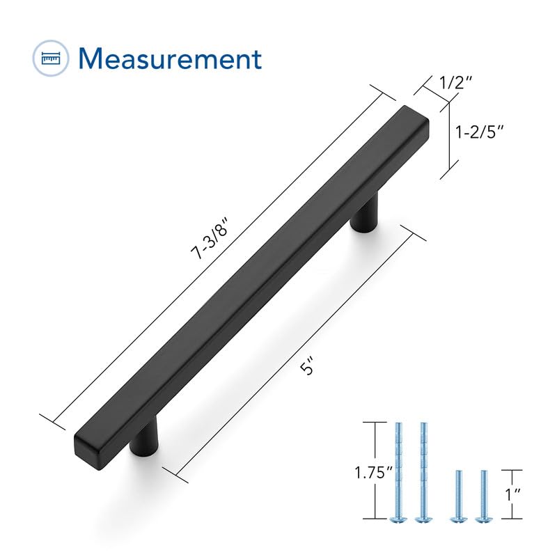Ravinte 30 Pack Matte Black Cabinet Pulls, 5 in Kitchen Pulls for Cabinet - size: 5 in Hole Center