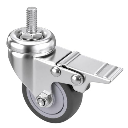 RILIDRI M8 Casters, 2 Inch Threaded m8-1.25 Caster Wheels with Locking Brakes, Set of 4 TPR Swivel Wheel for Standing Desk, 1KEA Carts, Rolling Cabinet - size: M8x15