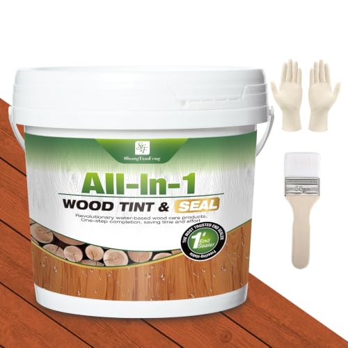 Advanced Red Wood Stain & Sealer 1Gallon/128oz, Non-Toxic Waterproof Wood Finish, Flexible Crack & Weather Resistant Wood Treatment to Highlight Natural Wood - color: Red Wood, size: 1Gallon/128oz