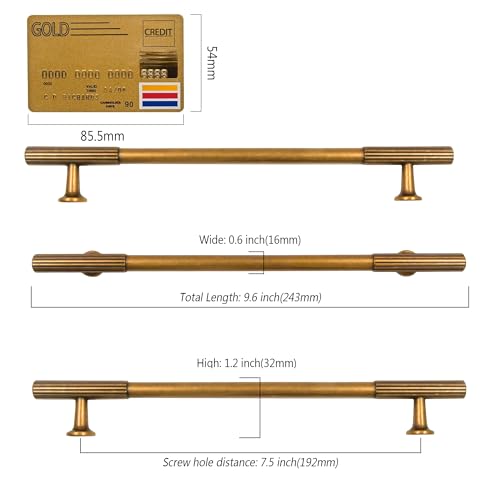 Amerdeco 10 Pack Antique Brass Cabinet Pulls 7.5" - color: Antique Brass, size: 7.5"/192MM