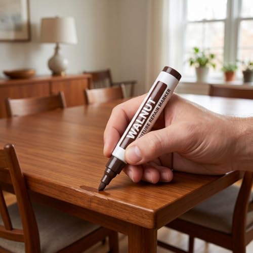 Repair Touch Up Kit,13Pcs Wood Scratch Restoration Set with 6 Touch Up Markers 6 Repair Crayons and Sharpener for Wooden Floors Doors and Furniture