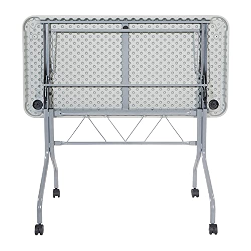 Office Star Resin Multipurpose Flip Training Table with Locking Casters for Home or Office, 4 Feet Light Gray - size: 4 feet