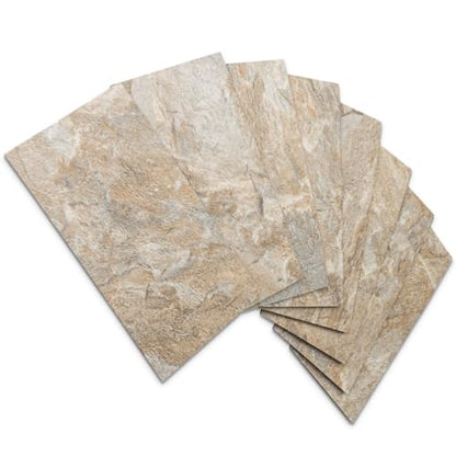 AULIGET 100-Piece Peel and Stick Backsplash Wall Tiles, 3" x 6" PVC Sandstone Faux Stick on Tiles for Backsplash Kitchen, Bathroom, Laundry Room, Camper, Fireplace - color: Sandstone