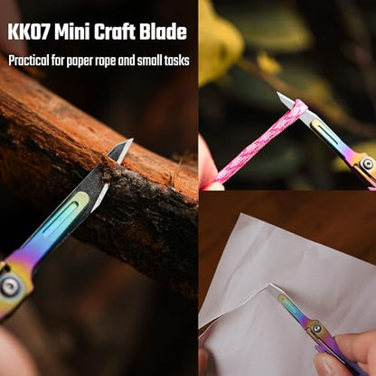 KeyUnity KK07 Titanium Craft Knife with Pocket Clip, 0.87-Inch Cutting Edge - color: Kk07rainbow