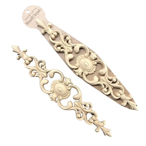 WoodUbend WUB1374 Pack of 2 Pediments - Wood Appliques - Heat Bendable & Flexible Onlays 7.5x34cm- DIY Craft, Furniture & Home Decor - Easy to Apply & Paint - Versatile, Reusable & Durable Decals - size: WUB1374