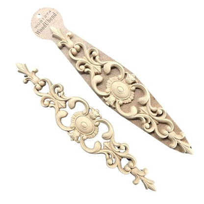 WoodUbend WUB1374 Pack of 2 Pediments - Wood Appliques - Heat Bendable & Flexible Onlays 7.5x34cm- DIY Craft, Furniture & Home Decor - Easy to Apply & Paint - Versatile, Reusable & Durable Decals - size: WUB1374