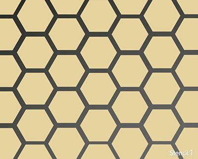 Stencil1 Hexagon Pattern Stencil 11" x 11" Geometric Wall Decor - color: Hexagon Repeat Wallpaper Pattern Stencil