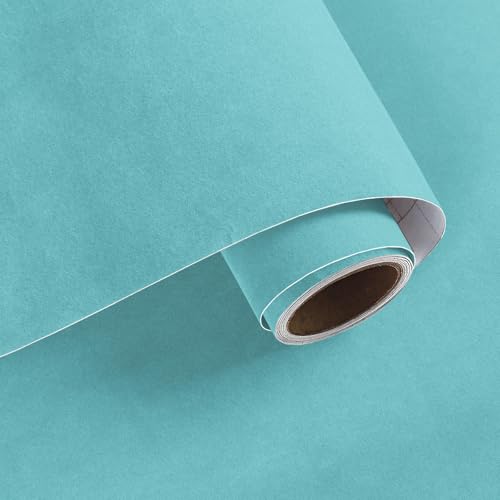 VaryPaper 15.7" x 78.7" Aqua Blue Velvet Fabric Self Adhesive Felt Drawer Liner Soft Fabric Flocking Lining for Jewelry Box Dresser Shelves Velvet Wallpaper Peel and Stick Large Felt Sheets for Crafts - color: Aqua Blue