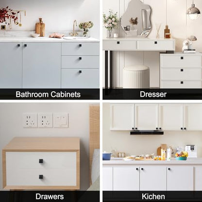 8 Pack Black Matte Cabinet Knobs, Square Drawer Knobs(30mm/1.2 Inch) - color: 8 PCS