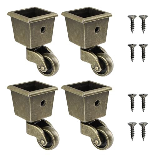 Semetall 4PCS Swivel Caster Wheels Square Cup Furniture Castors (Bronze) - style: A-009