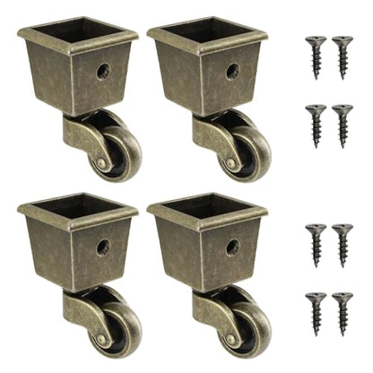 Semetall 4PCS Swivel Caster Wheels Square Cup Furniture Castors (Bronze) - style: A-009