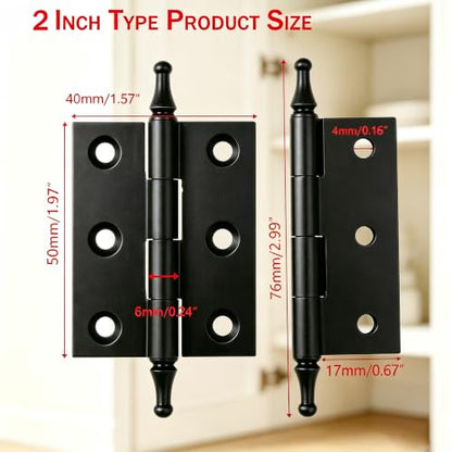 2 Inch Folding Butt Hinges, Matte Black, 2Pcs - color: Matte Black, size: 2 Inches