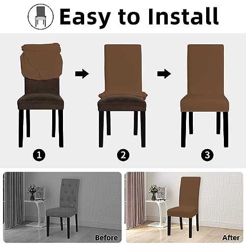 Easy-Going Stretch Dining Room Chair Slipcovers Set of 4, Brown - color: Brown