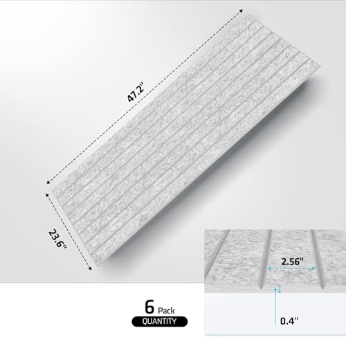 6 Pack 47.2"x23.6" Acoustic Panels, Sound Absorbing Panels, Silver Grey - color: Silver Grey, size: 47.2" x 23.6"