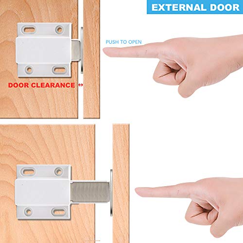 10 Pack Magnetic Push Latch Catch Push to Open Latch Pressure Touch Release Cabinet Catch for Doors Drawers Release Latch Kitchen Drawer Push Catch Pop Out Latch (White) - color: White