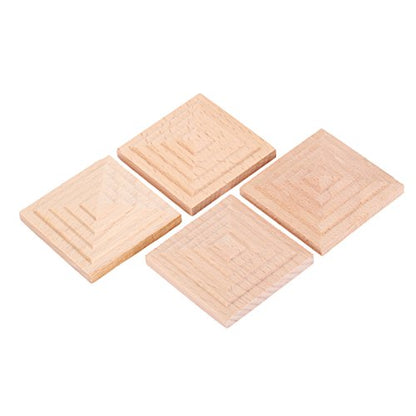 4Pcs Square Wood Carved Appliques Furniture Wooden Onlays Carving Decals - size: 8 cm × 8 cm