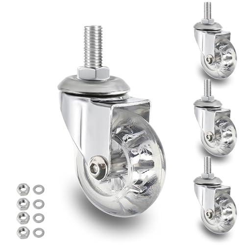 2" Stem Caster Wheels, M8×25mm, 360° Swivel, Clear - color: Clear NO Brake, size: 2",M8x25