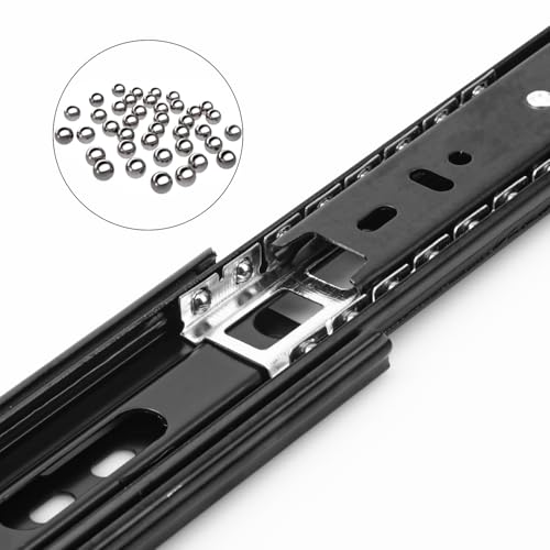6 Pairs 14 Inch Black Full Extension Drawer Slides, Side Mount Drawer Slides with Screw, Ball Bearing File Cabinet Rails for Kitchen and Office Cabinet - size: 6 Pairs 14 Inch