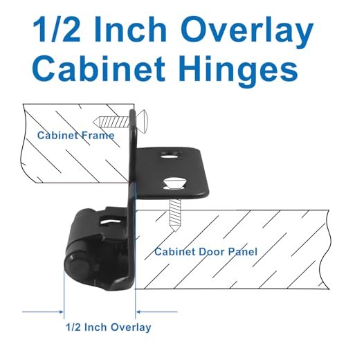 4 Pack 1/2 in Overlay Cabinet Hinge, Black - color: Black