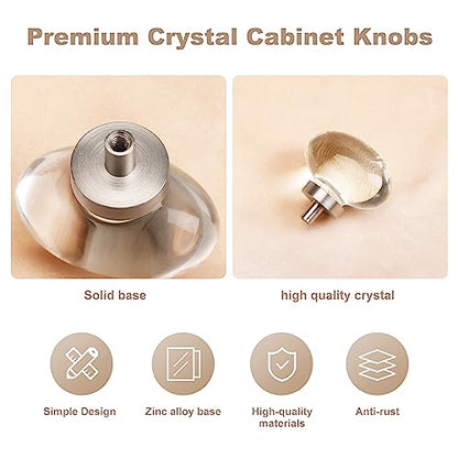 8 Pack Glass Cabinet Knobs and Pulls, Oval Crystal Knobs for Dresser Drawers, Brushed Nickel Kitchen Cabinet Knobs Egg Shape - color: Brushed Nickel, size: 8 Pack