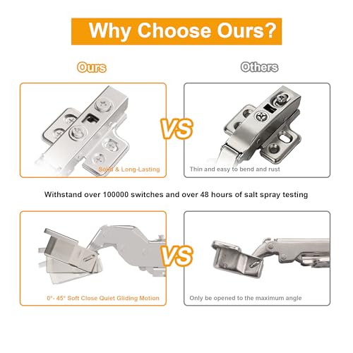 10Pcs Frameless Soft Close Half Overlay Cabinet Hinges - color: Half Overlay, size: 5 Pairs