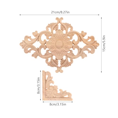 5Pcs Wood Appliques Onlays Decorative Carved Appliques Carving Decals - color: 5Pcs/Set