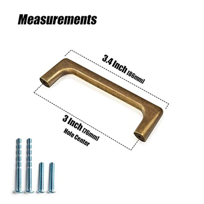 Goo-Ki Antique Brass Cabinet Pulls with 3''(76mm) Hole Centers, Retro Style Zinc Alloy Cabinet Handles for Dresser,Wardrobe,Cupboard- 24 Pack - color: Antique Brass, size: 3'' Hole Centers