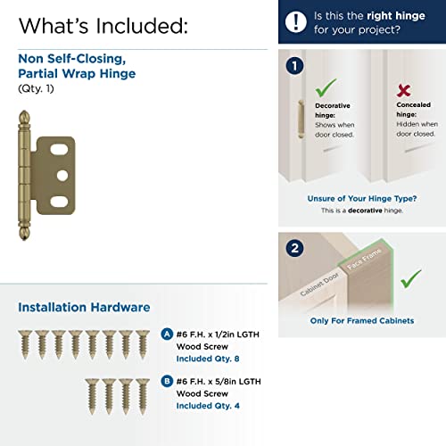 Amerock 3/4" Partial Wrap Golden Champagne Decorative Cabinet Hinge - color: Golden Champagne