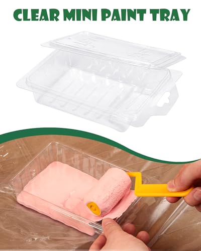 VOOMEY 2 Inch Small Paint Roller Kit with Pre-Taped Masking Film, Paint Tray Liner, Mini Paint Roller for Painting Corners
